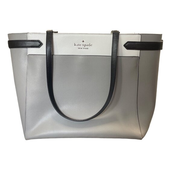 Kate Spade New York Large Laptop Tote Bag Staci Colorblock Nimbus Grey - Picture 1 of 10